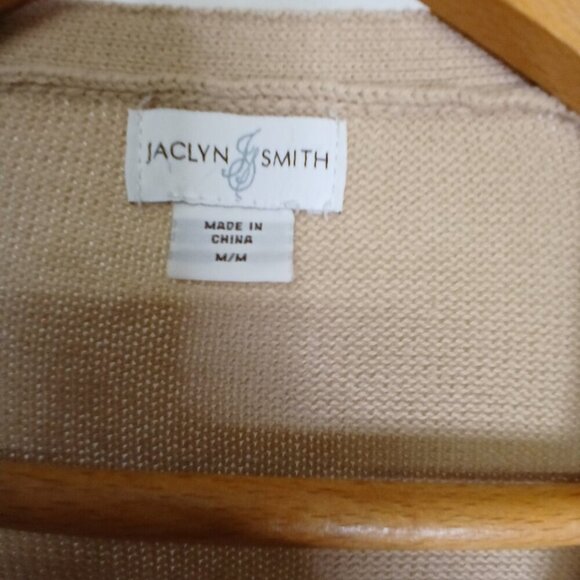 UEC Jaclyn Smith Tan Knit Cardigan with pockets size medium - Picture 8 of 8